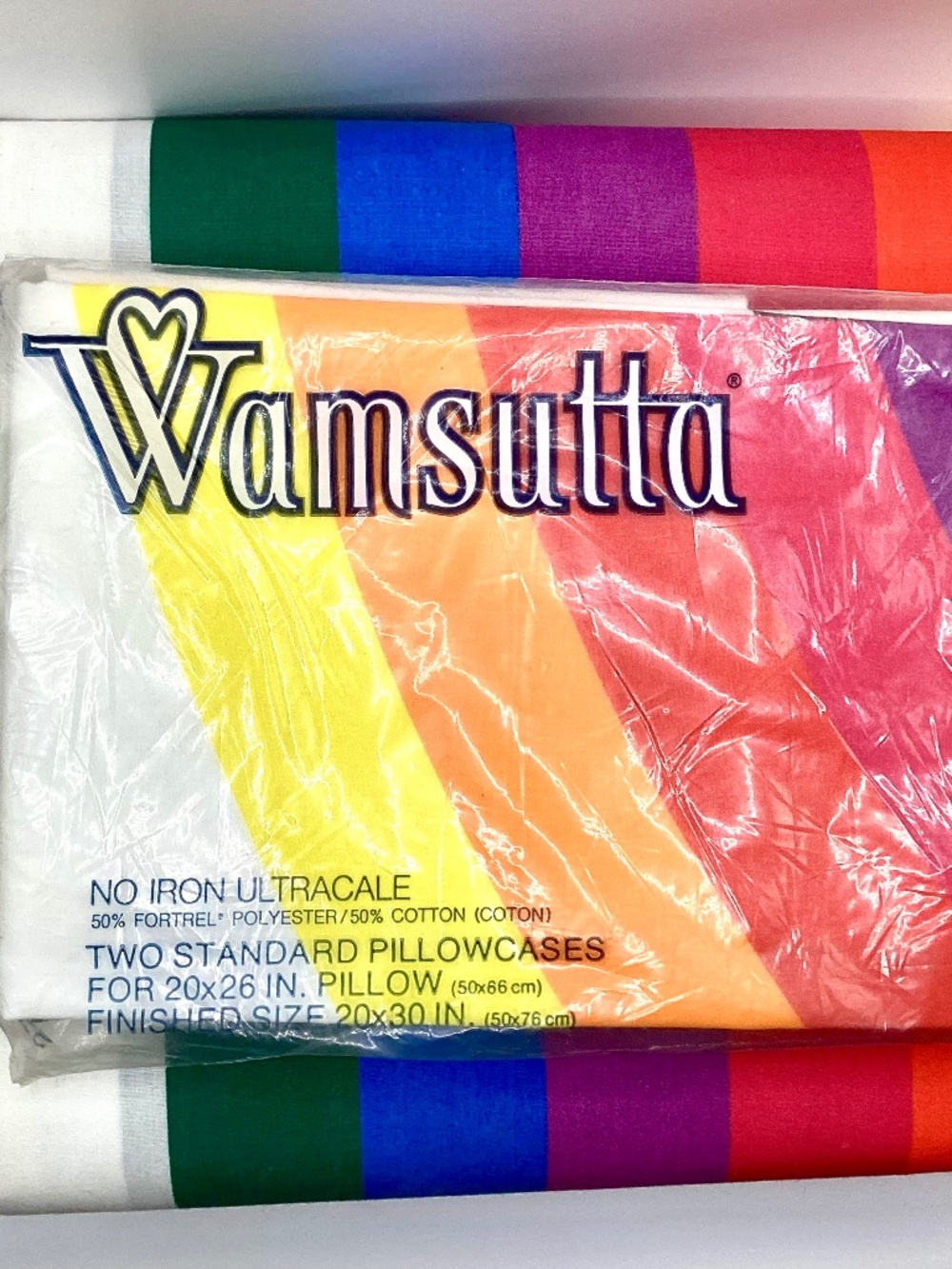 Vintage Wamsutta Ultracale Rainbow Queen Sheet Set 4Pc